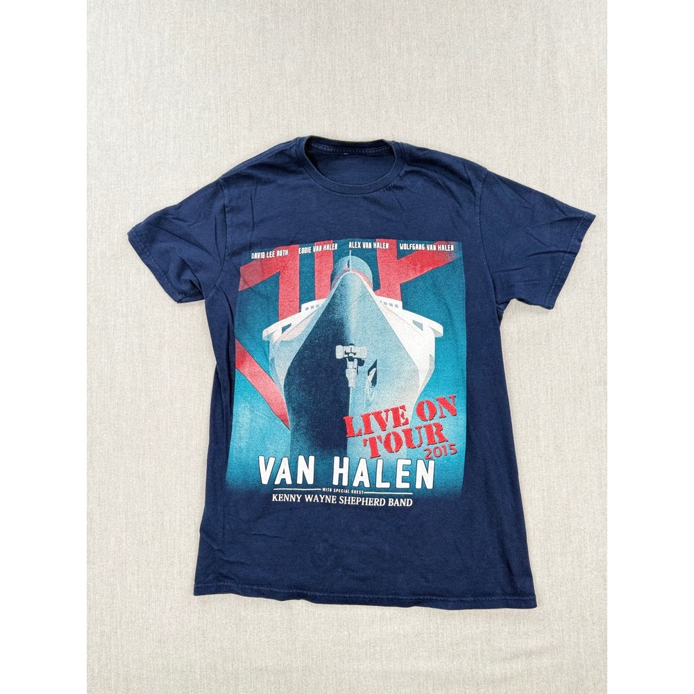 Van Halen Live On Tour 2015 Concert T-Shirt Navy Blue Mens Small Graphic Tee